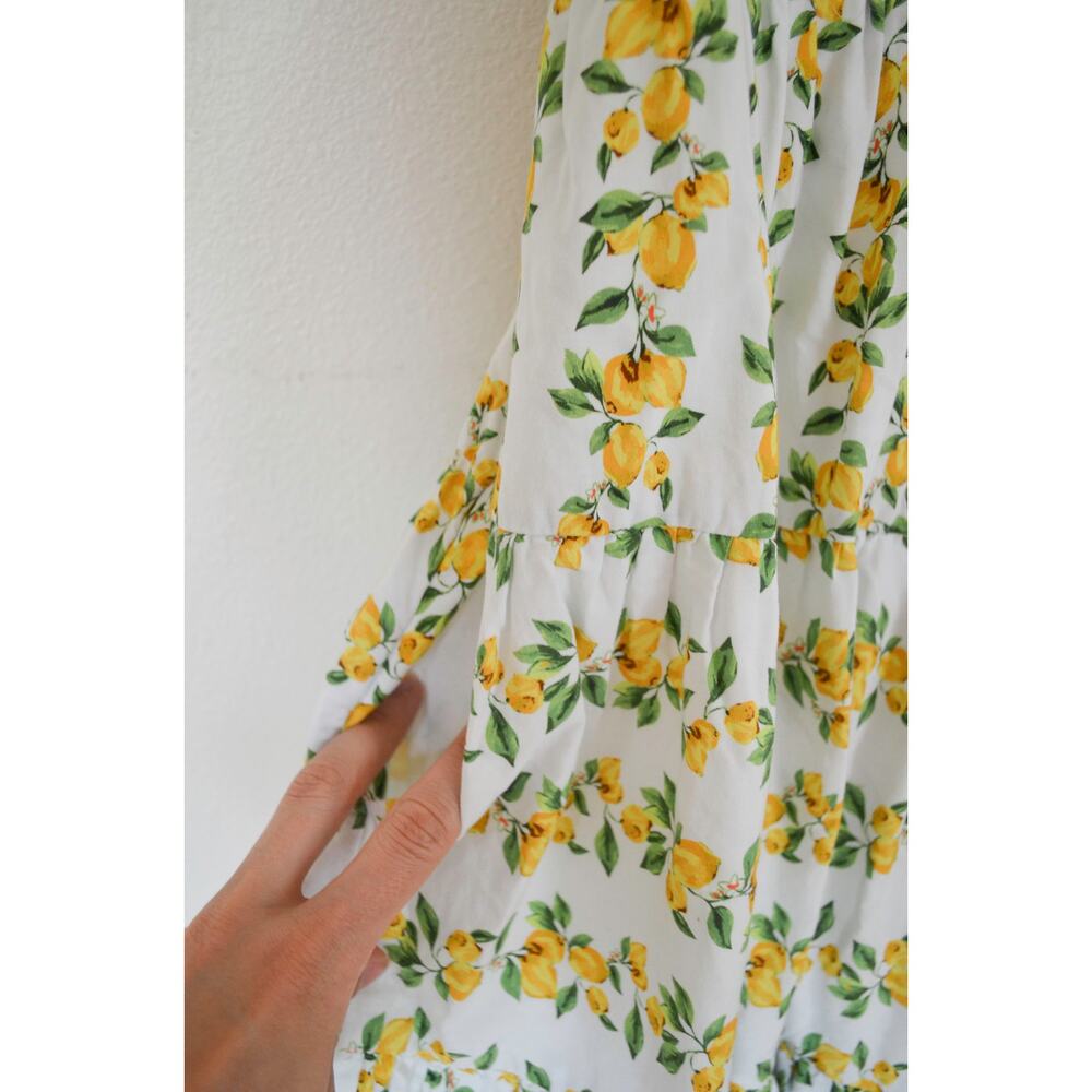Anthropologie Yellow Floral Cotton Midi Dress - Picture 5 of 6